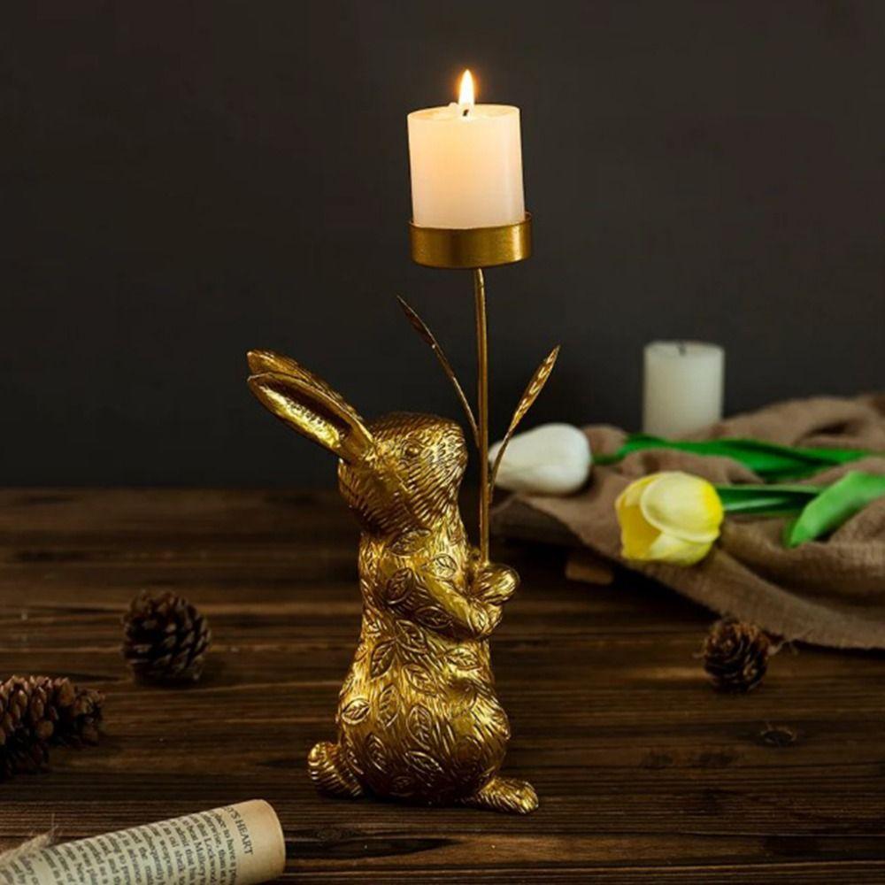 Resin Candlestick Ornament Delicate Easter Decoration Easter Ornament Candle Stand  Room Party
