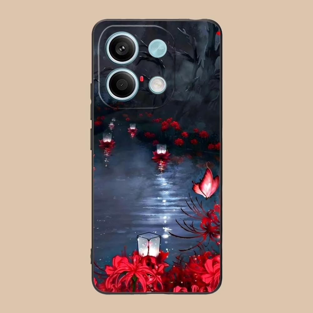 Cool Red Spider Lily Mobile Cell Phone Case for Xiaomi Redmi Note 13 12 11 10 9 8 7 6 S A Pro Lite Plus 5G Black Cover Shell