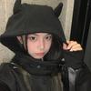 Breathable Head Cover with Button for Outdoor Sports Adjustable Hat with Horn Moisture Wicking Hat for Outdoor Activity