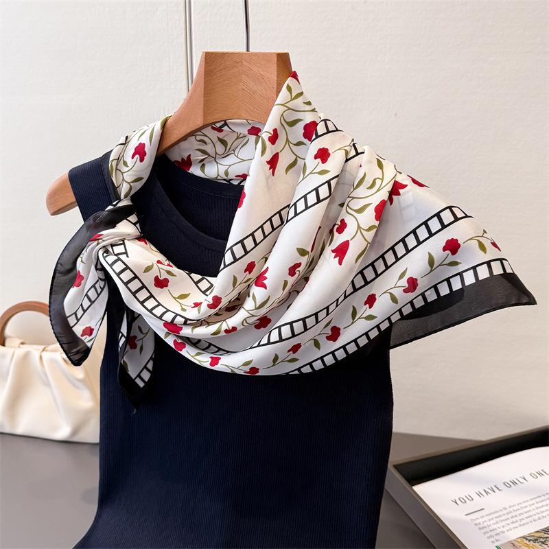 70x70cm Square Scarf Women Imitation Silk Hairbands Foulard Women Bandands Kercheif Shawls Wraps Small Hijab Headband Bandana
