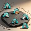 6pcs Kawaii Chibi Enamel Pin Set Multi-Pose Vocaloid Anime Brooches, Aesthetic Metal Lapel Badges for Backpack Perfect Gift