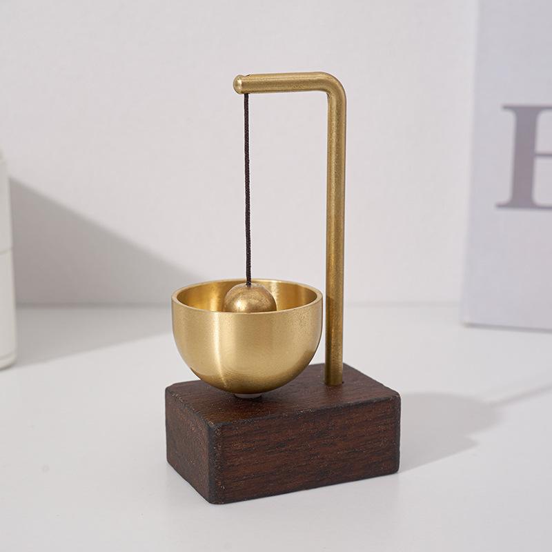 Creative Magnetic Bell for Entrance Door, Dopamine Doorbell, Simple Wood and Copper Bell Decoration
