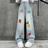 5-16 Years Kids Girls Pants Mushroom Embroidered Casual Jeans