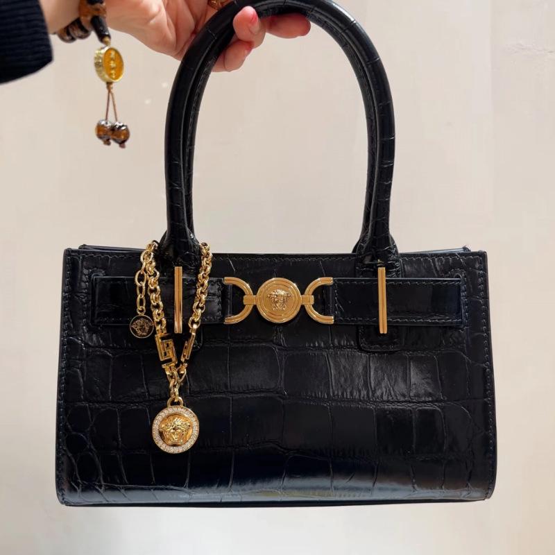 Bolsa Tote e Bolsa Transversal Inspiradas em Zhao Lusi em Couro Genuíno com Padrão de Crocodilo