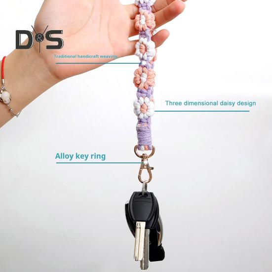 Boho Macrame Phone Wrist Strap Hand-Woven Cell Phone Lanyard Keychain Wristlet Charm Anti-Loss Phone Chain for Women Girls