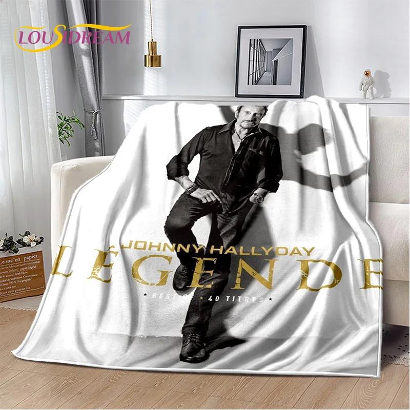 3D-Druck Johnny Hallyday Rockstar Weiche Flanelldecke für Betten Schlafzimmer Sofa Picknick, Überwurfdecke für Draußen Freizeit Geschenk