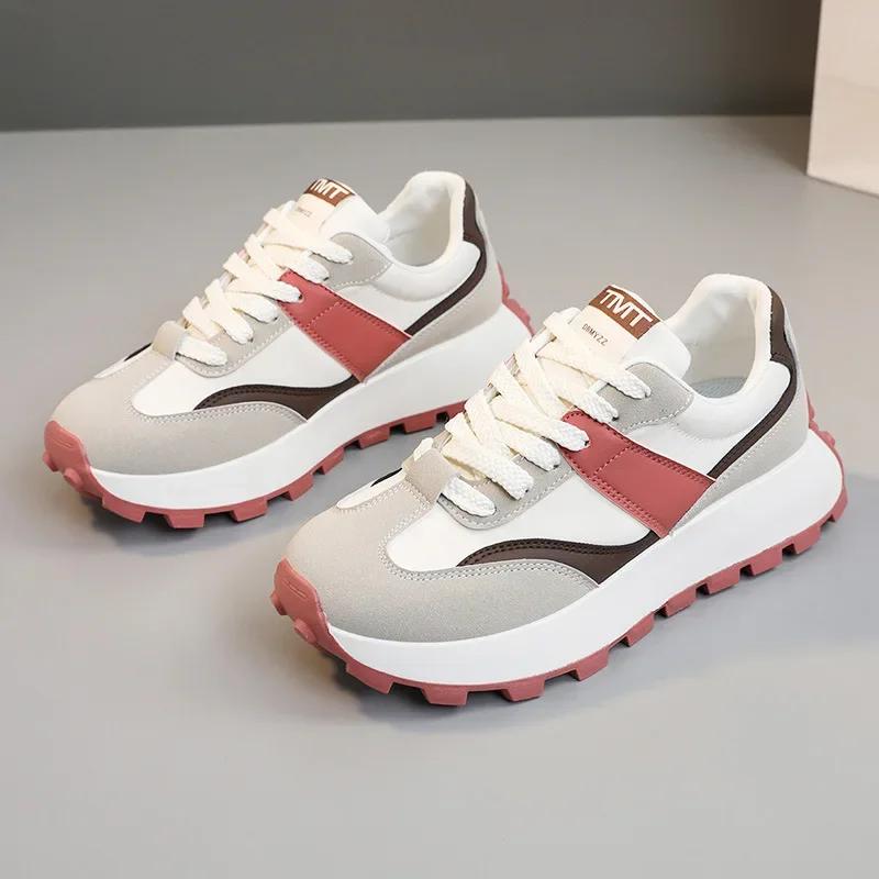 

New Casual Platform Sneakers Women Leather White Women Sport Shoes Winner Thick-soled Fashion Platform Vulcanized Shoes 35