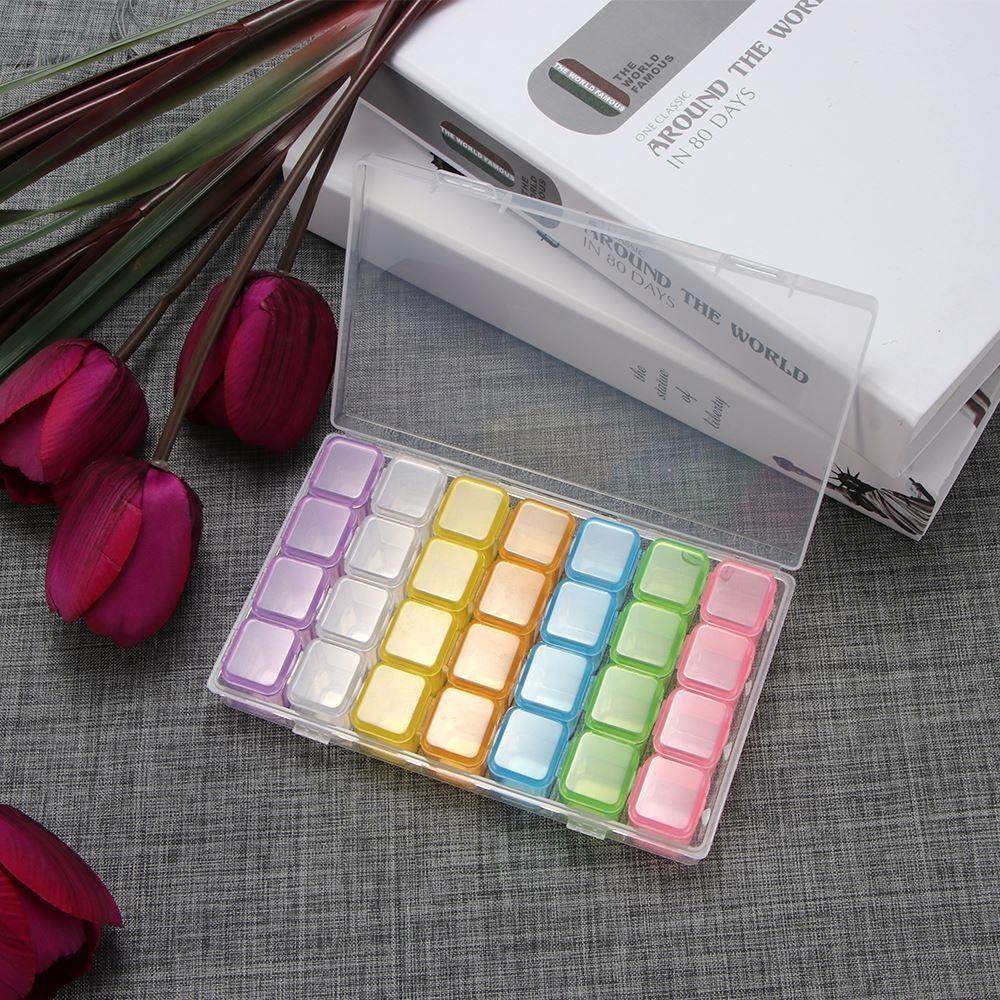 

28 слотов, пластиковый регулируемый гвоздь, стразы, алмазная краска, бусины, ящик для хранения