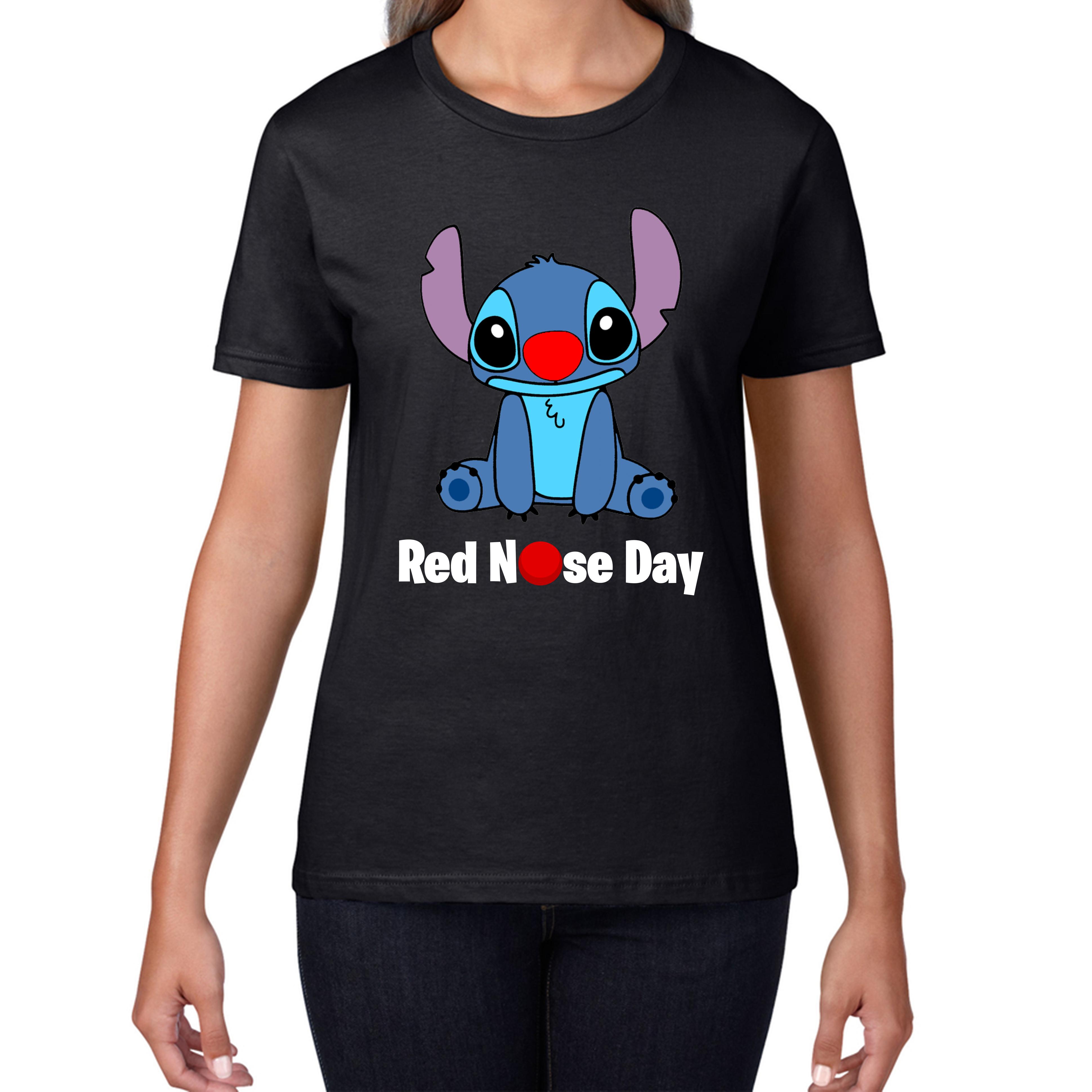 Disney Stitch Red Nose Day Ladies T Shirt Mens Tops Tees Unisex M