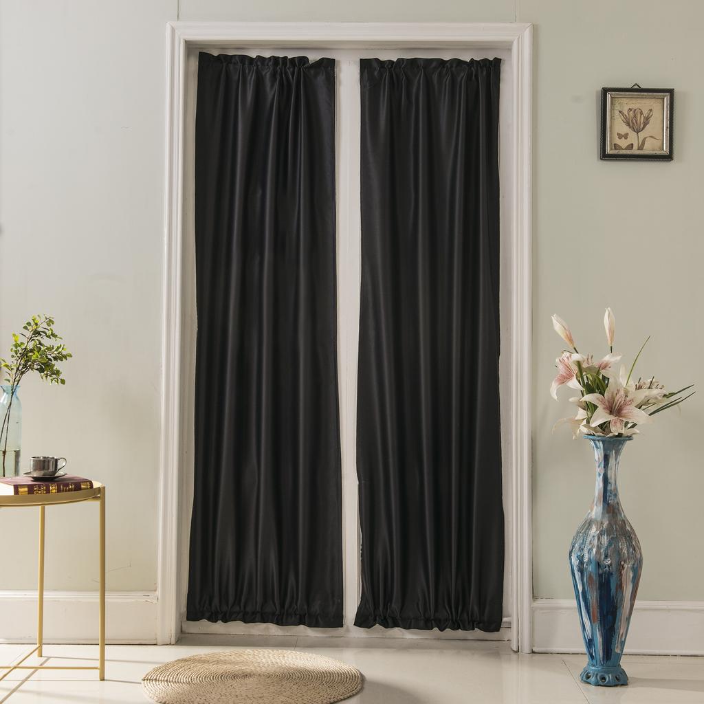 Curtain Finished Piercing Rod Door Curtain High Precision Solid Color Curtain French Door Curtain