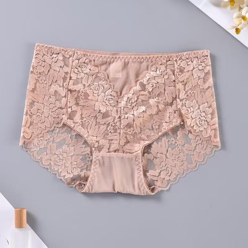 

Женское нижнее белье больших размеров с кружевными треугольными чашечками и средней посадкой — подходит для людей весом до 280 фунтов 4XL бежевый