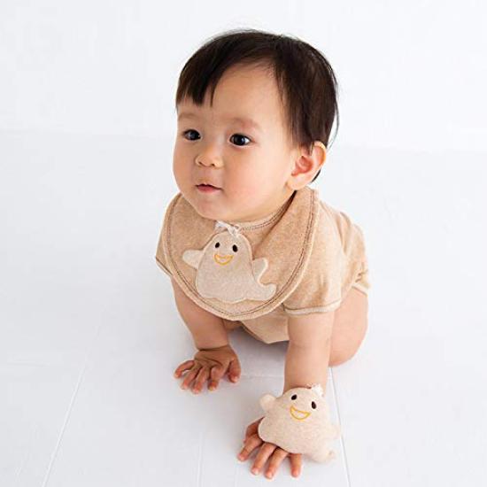 Pompkins BABY Organic Cotton Mini Made In Japan Y-1334 100% [Ghost Series] Bib, (Brown)