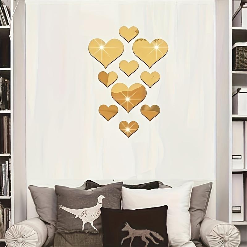 10PCS Mural Decal 3D Mirror Wall Sticker Love Heart Removable Stickers Livingroom Decoration Wall