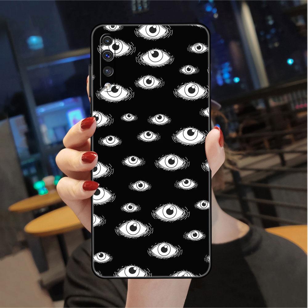 

Чехол для Samsung Galaxy A50 A70 A30 A20s A20e A10 A40 A10s A10e M52 M51 M31 M30s M21, черный чехол для телефона, страшное лицо, глаза, смайлик Samsung M13 5G