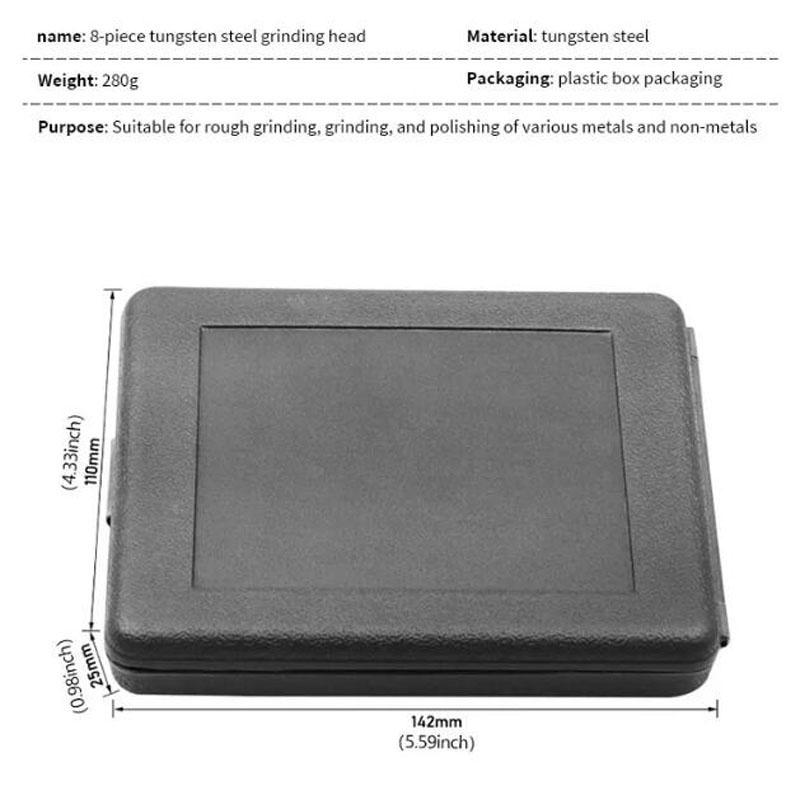 8pcs Tungsten Steel Grinding Head 6mm Carbide Mini Drill Diamond Burs Material Accessories Rotary File Metal Milling Cutter Tool