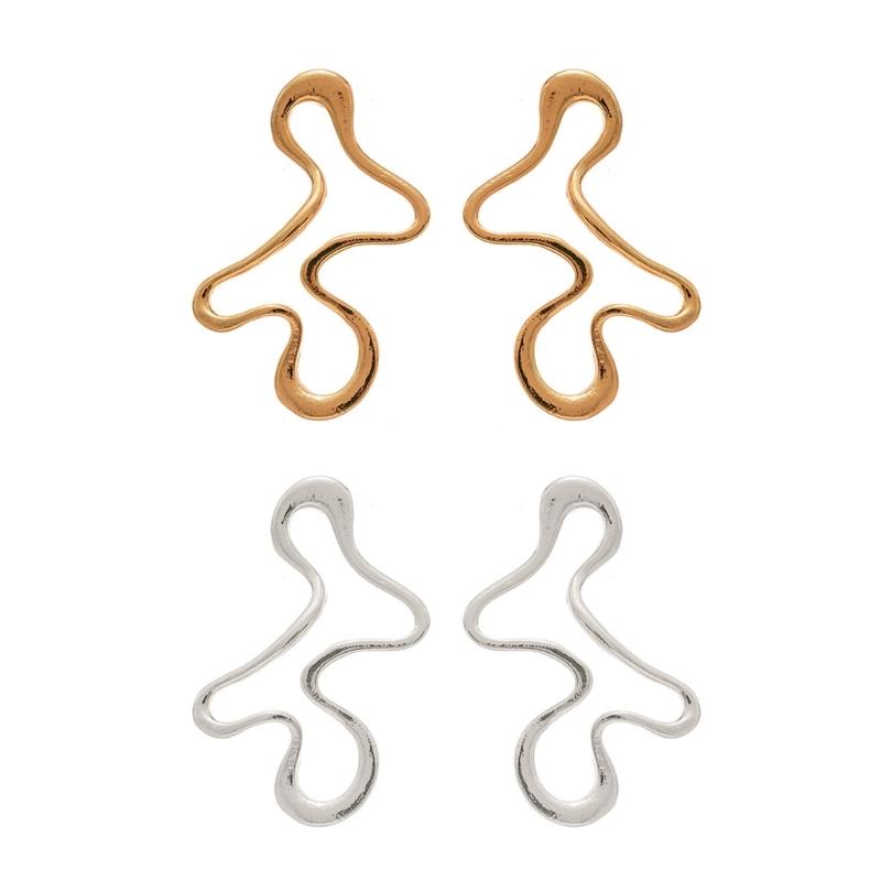 Elegant Geometric Hollow Earrings Accessory Unique Ear Studs Lightweight Gold/Silver Color Women Fashion Ear Studs Charm