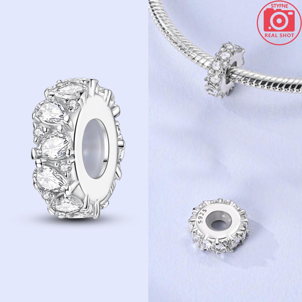 Authentic Original Charm Bead Components Copper Metal Butterfly Flowers Colorful Zircon Silicone Charm Bead Components Bead Components Compatible