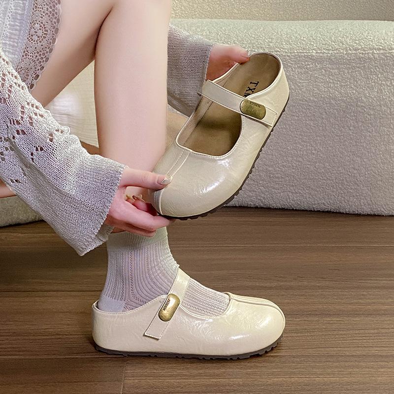 Flat Shoes, Half Slippers, Round-toe Shoes, Sandals, Women s Shoes 35 бежевый
