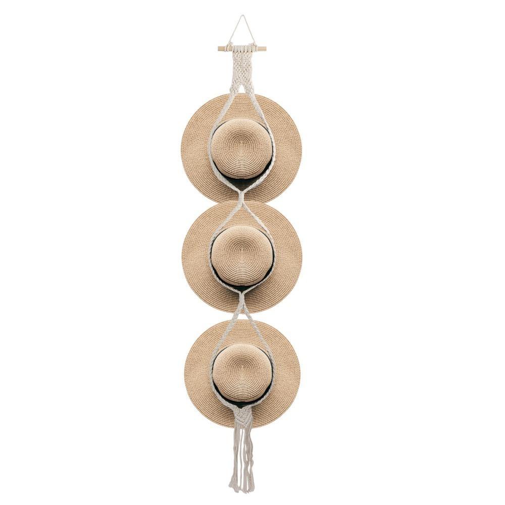 Length 160cm Wall Hanging Hat Organizer Boho Macrame Hat Hanger Daily Cap and Headwear Tidying