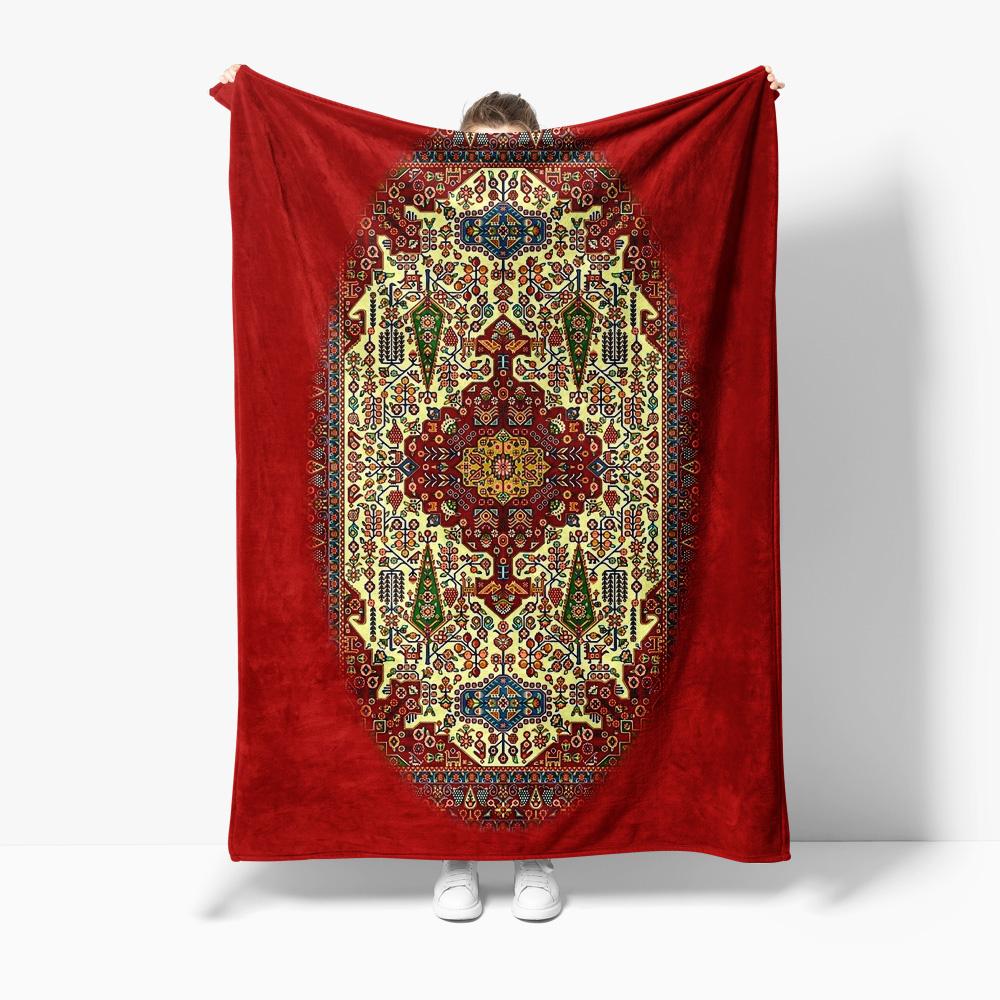 

Turkish Vintage Ethnic Kilim Wool Throw Blanket Bedspread Sofa Cover Decorative Cushion Rug Home Decor 75x90cm