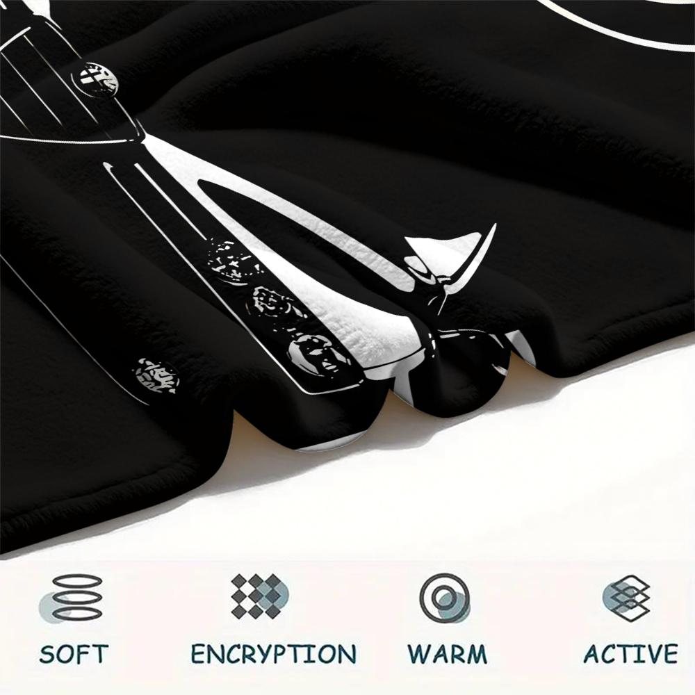 1 pièce Couverture en flanelle avec imprimé Alpha Romeo, Haute qualité, Toutes saisons, Décoration d'intérieur, Chaleur et Confort, Parfait pour les cadeaux de Noël