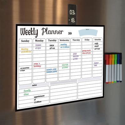 Calendário Magnético de Apagamento a Seco Quadro Branco Ímã de Geladeira Adesivos Flexíveis de Mensagens Diárias para Planejador Semanal Mensal Lista de Tarefas Bloco de Notas
