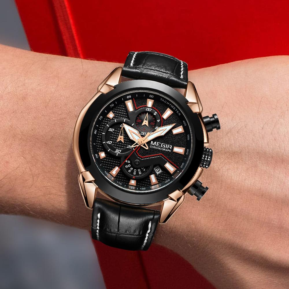 Megir Kreative Quarz Männer Uhr Leder Chronograph Armee Militär Sport Uhren Männer Uhr Stunde Relogio Masculino Reloj Hombre