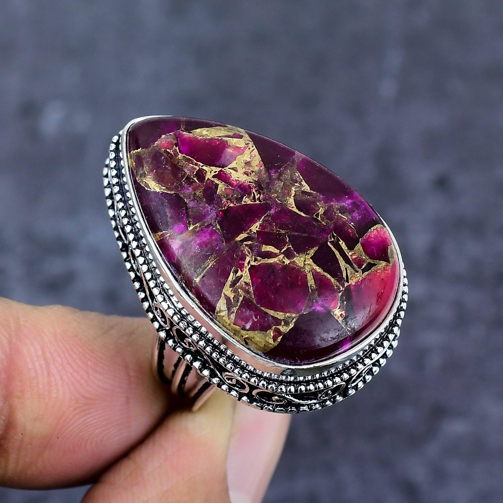 

Natural Copper Pink Tourmaline 925 Sterling Silver Jewelry Ring Size 8 ET-4810