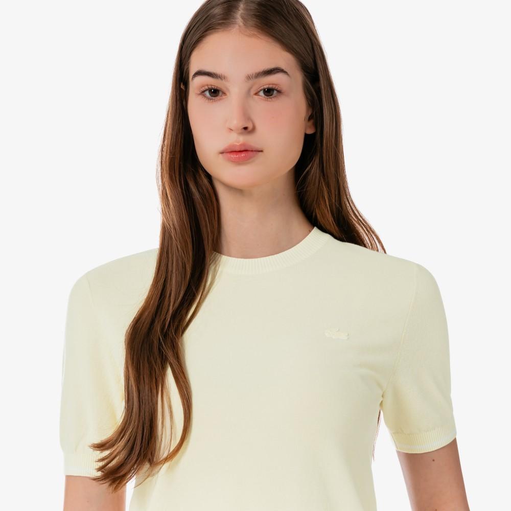 [lacoste] Women's Basic Short-Sleeve Round Neck Sweater AF335E-56GS7G