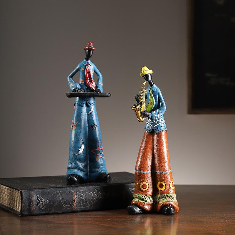 Xianci Retro Band Figure Ornament for Home and Living Room Decor, Perfect for Wine Cabinet, Bookcase, or Electronic Organ Display.