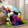 Colorful Geometric Patterns Depicting a Soccer Ball and a Cleat In Motion. for All Seasons Blanket Lunch Break Throw Gift