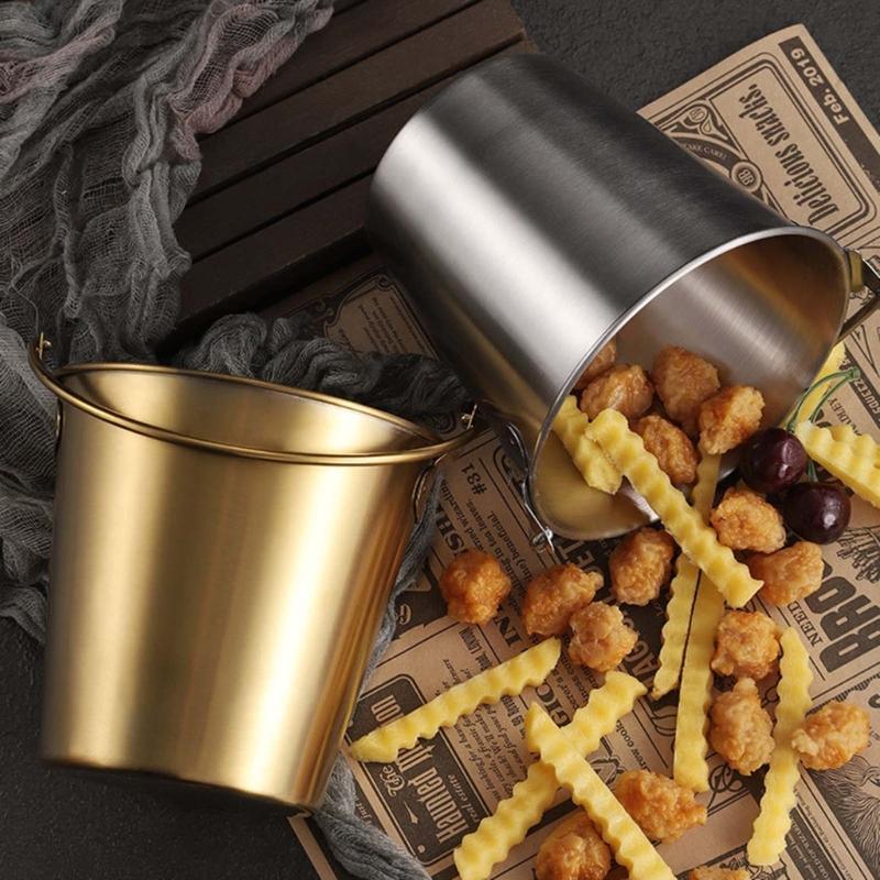 Small Metal Buckets Stainless Steel Material Dessert Buckets Small Pots Wedding Supplies for Food and Small Items