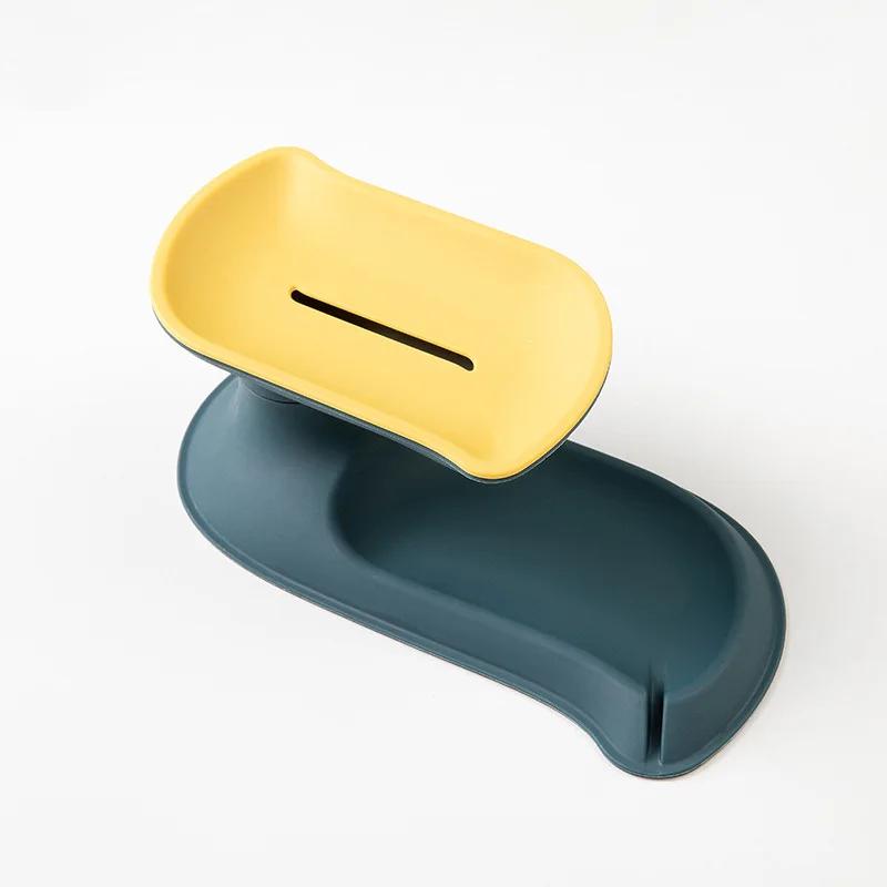 

Double Layer Soap Dish Rotary Drain Rack Plastic Household Bathroom Accessories Box Storage