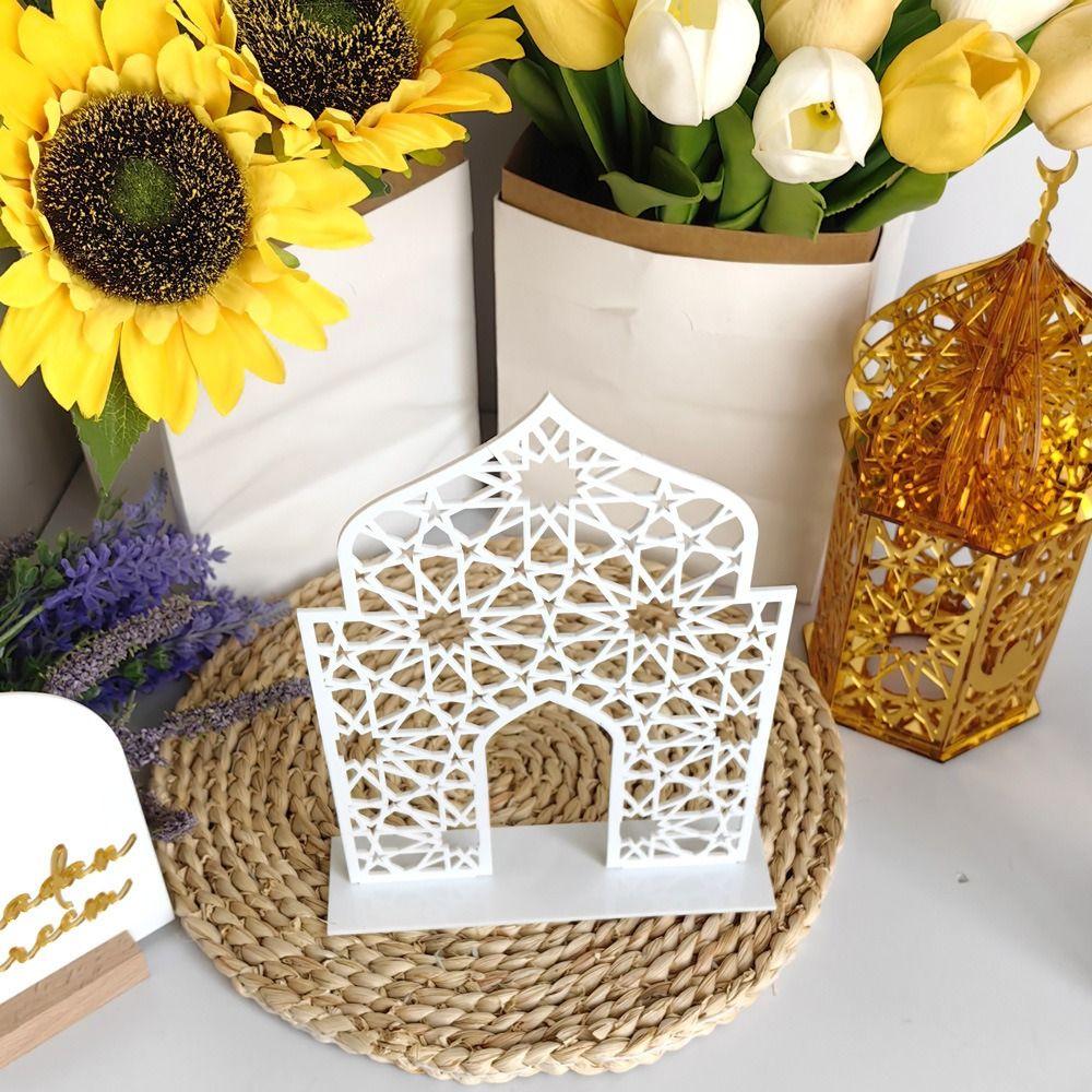 Black White Gold Ramadan Ornaments Mirror Face Desktop Decoration  Festival Supplies