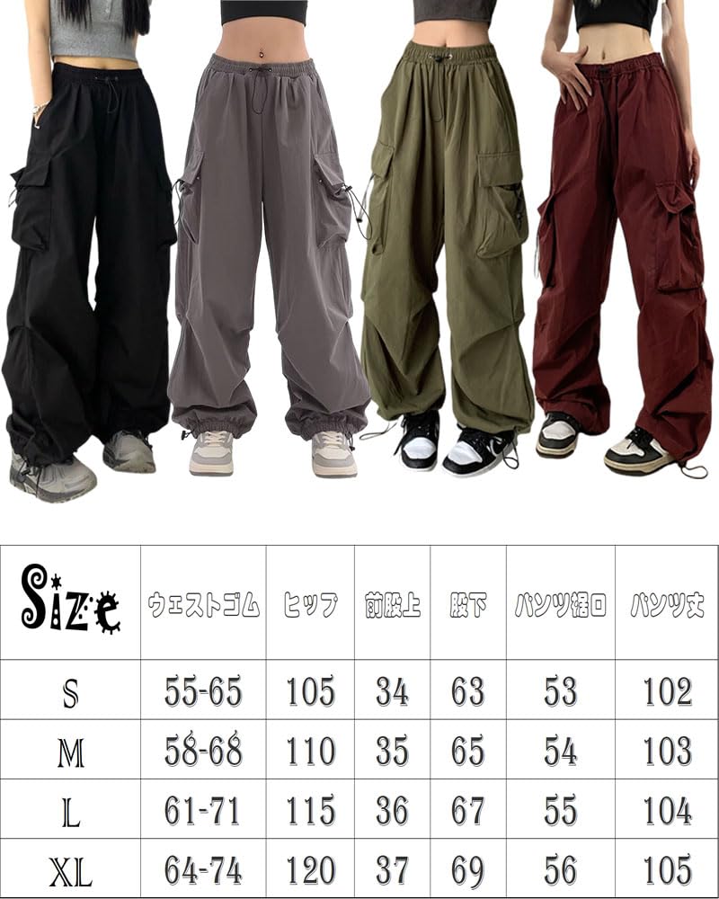 MTUIOY Cargo Casual and Solid Loose Plus Women's Wide-Leg Pants, Stylish, Lightweight, Color, Fit, Sizes, 4-Green-L