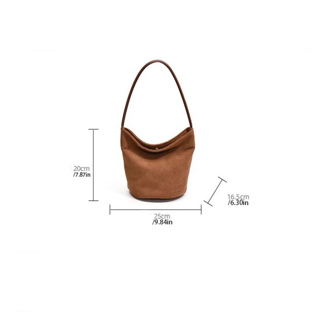 Simple Pu Leather Suede Bucket Bag Fashion Simple Velvet Shoulder Bag Large Capacity Handbag Pu Tote Bag Holiday
