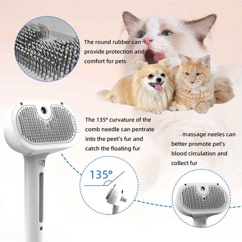 Dog Steam Grooming Brush Pet Spray Hair Removal Comb For Smooth Coat Pet Water Steam Spray Grooming