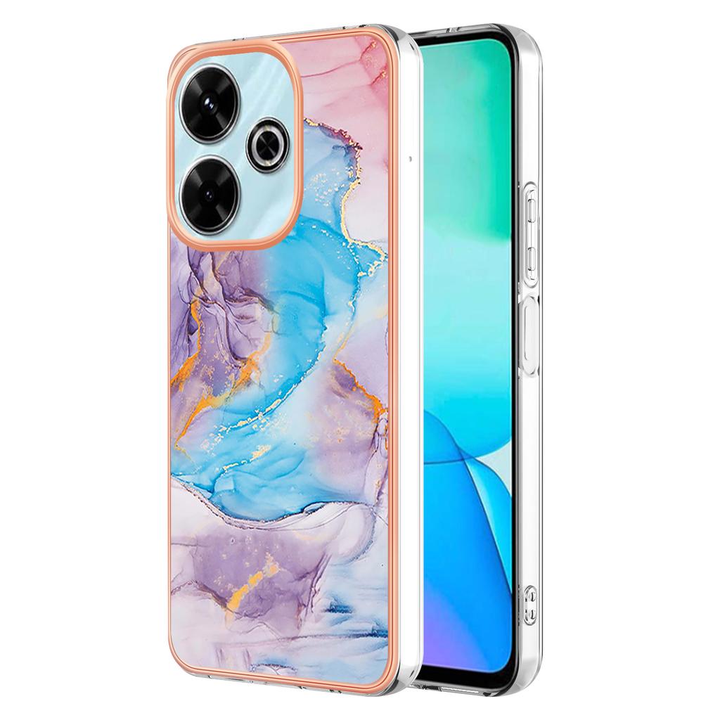 For Xiaomi Redmi 13 4G Case with IMD Marble Flower Pattern TPU Mobile Back Cover