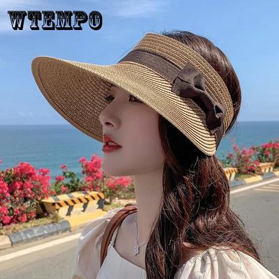 Ladies Summer Hat Wide Brim Bow Knot Sun Hat Outdoor Beach Straw Hat Sun Hat