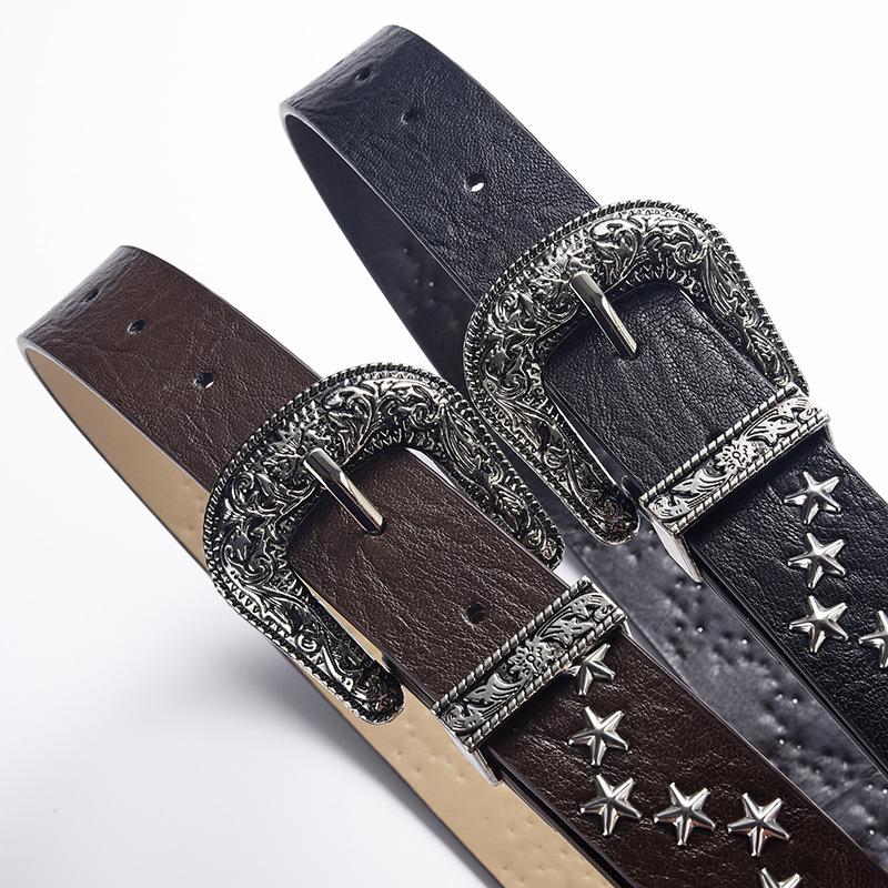 Pentagram Star Willow Nails Punk Style Wide Belt Personalized Women Jeans Universal Belt Women