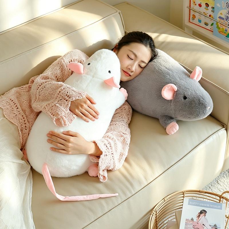 18-60cm Maus Plüschkissen Übergröße Blumenast Rattenpuppe Cartoon Weiches Tier Spielzeug Kawaii Zimmerdeko Kinder Geburtstagsgeschenk