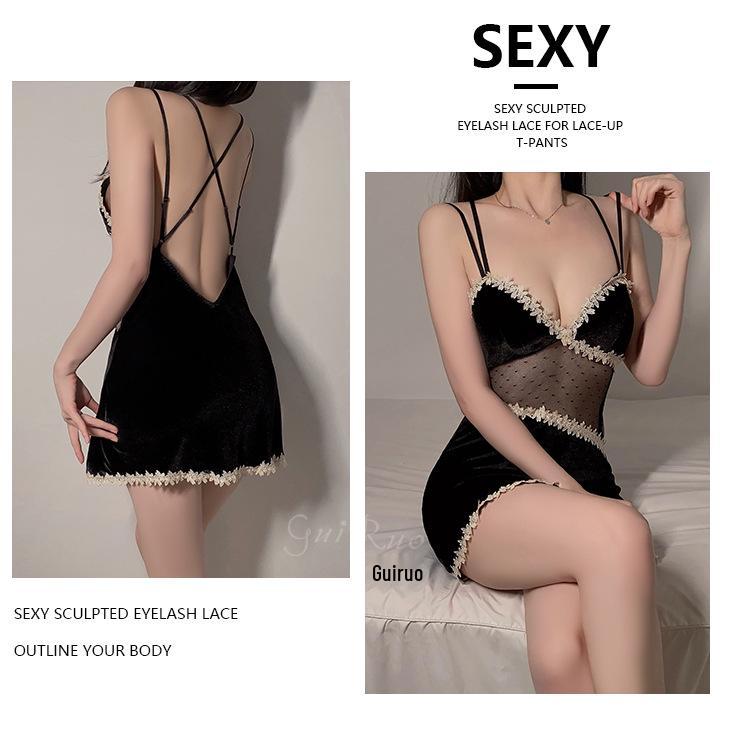 Guiruo Velvet Lingerie Set: Camisole, Open-Front Robe, Breast Pads - Pure Desire Collection 1490