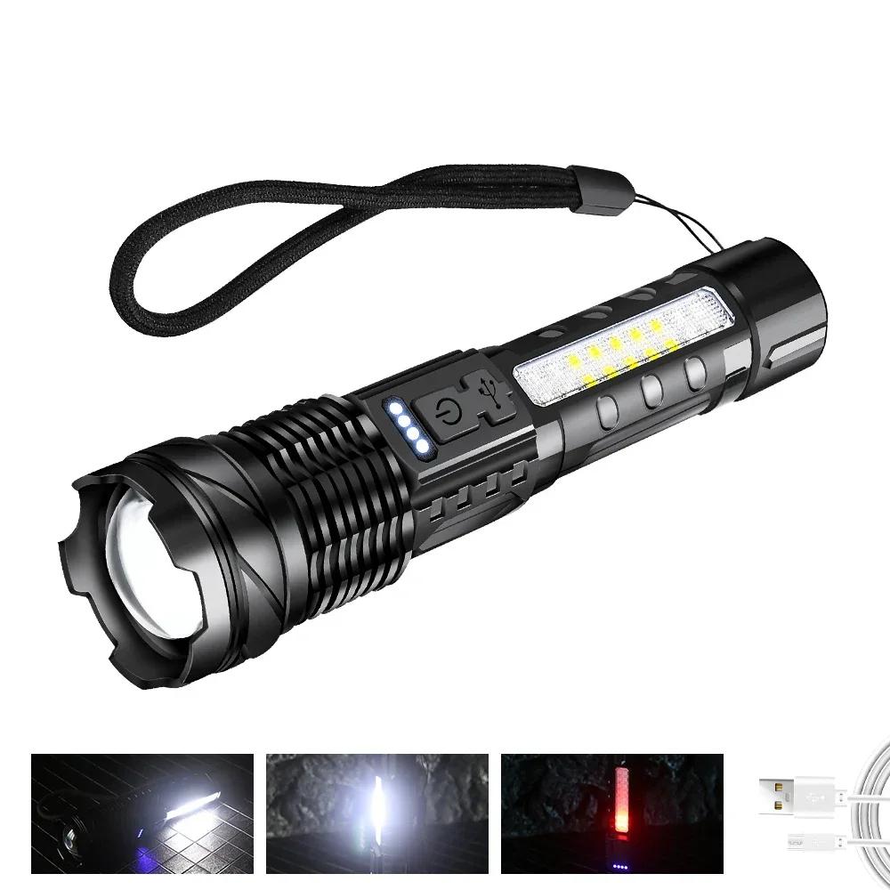 30W P50 COB Strong Light Flashlight Portable Rechargeable Bright Household LED Lamp Built In Battery with Power Display