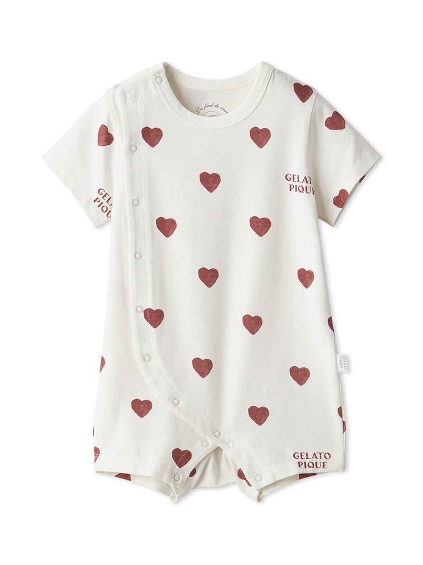 

Gelato Pique Baby Heart Print Size 70 Romper, PBCO254479, Red,