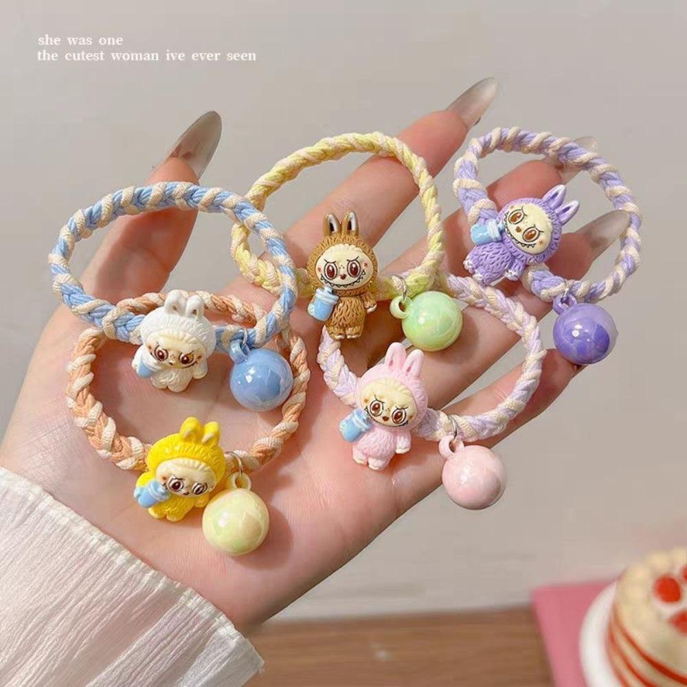 Headband Children's Cute Sweet Rubber Band Girl Heart Beads Colored Hair Rope High Elasticity