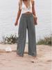 2025 Spring/Summer Women's Solid Color Elastic Waist Wide-Leg Casual Pants