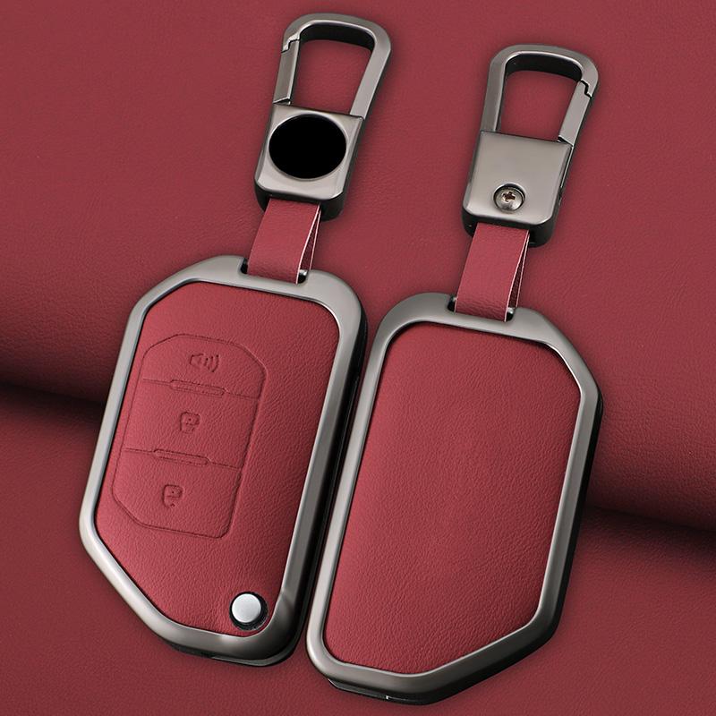 Zinc Alloy Leather Car Key Case For Jeep Wrangler Jl Jlu Rubicon Gladiator Jt Sahara Jlrubicon Car Key Case