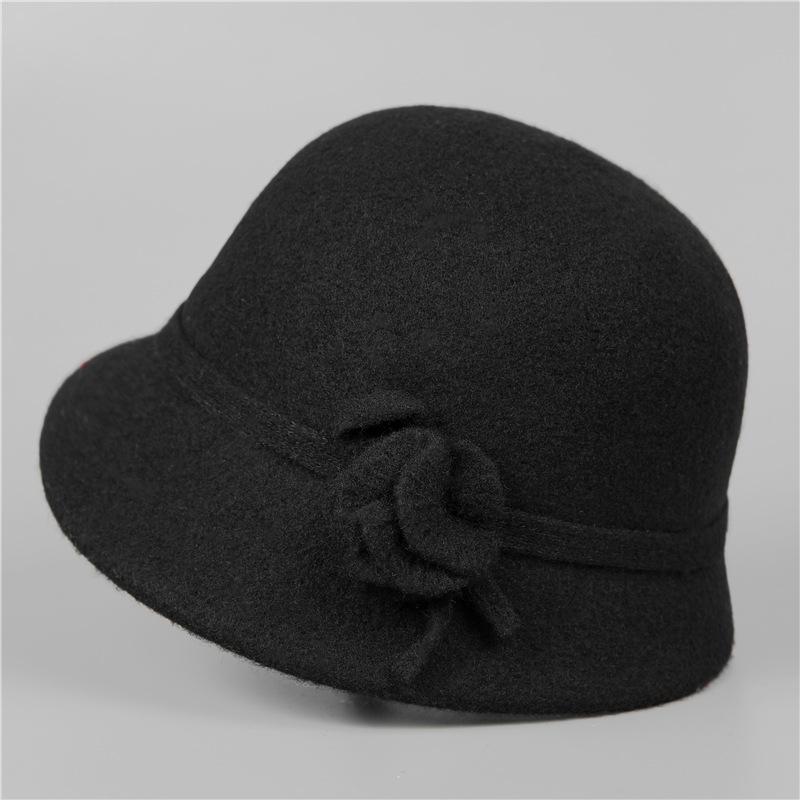 Simple Flower Wool Woolen Mother Hat Ladies Season High Sense Versatile Bucket Hat
