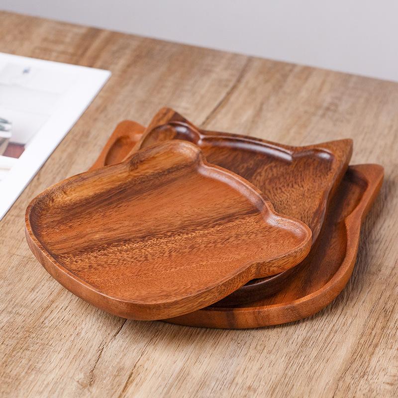 Cartoon Squirrel Wooden Snack Tray Creative Walnut Wood Tea Tray Desktop Storage Container Pinecone Trays Decorative