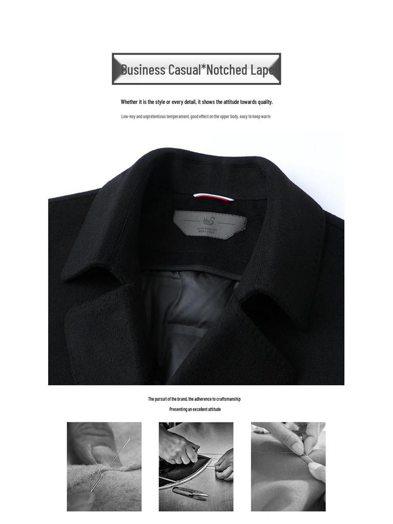 2025 Men's Luxury Woolen Down Coat - Double-Sided, Plus Size, Warm & Lightweight for Autumn/Winter Business Wear